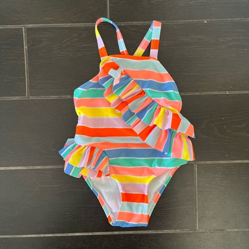 Cat & Jack Red and Orange One Piece Swimsuit with Ruffle Detail